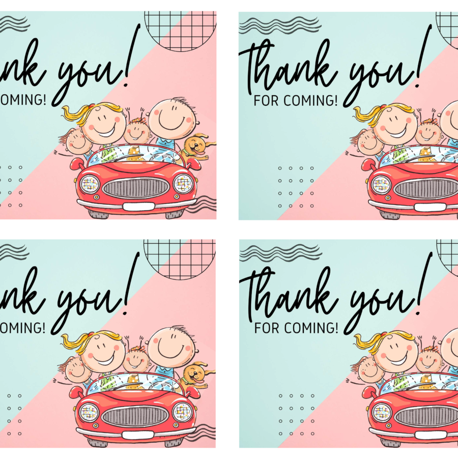 Postcard Thank You For Coming (4 Printable Cards)